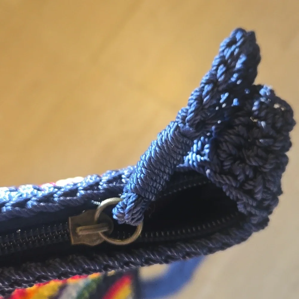 New Lina Multi-Color Striped Crochet Crossbody Bag - Picture 8 of 10